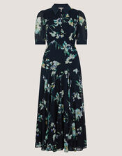 Lilwen Floral Midi Tea Dress, Blue (NAVY), large
