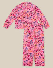Christmas Bow Print Long Pyjamas Set, Pink (PINK), large