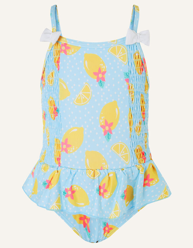 Baby Lemon Print Swimsuit, Blue (BLUE), large