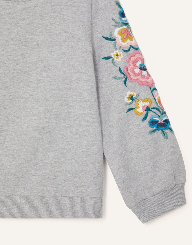 Floral Embroidered Sweatshirt , Camel (OATMEAL), large