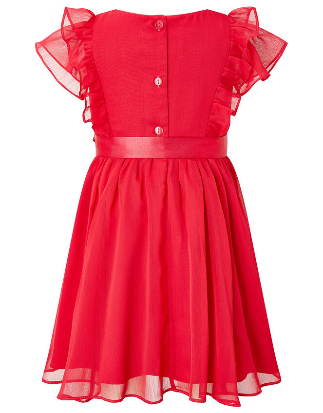 Baby Sequin Chiffon Dress, Red (RED), large