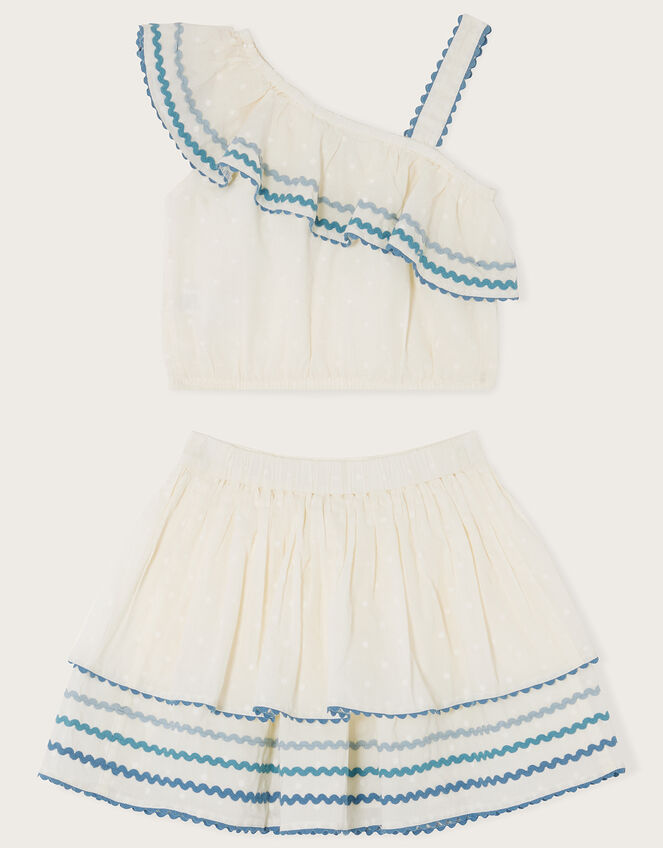 Ricrac Dobby Frill Top and Skirt Set, Ivory (IVORY), large