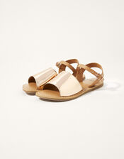 Mirror Zeta Peep-Toe Sandals, Gold (ROSE GOLD), large
