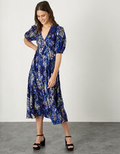 Nagini Snake Print Midi Dress, Blue (BLUE), large