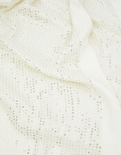 Ivory Sequin Occasion Scarf, , large