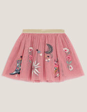 Cowboy Embroidered Tutu Skirt, Pink (PINK), large