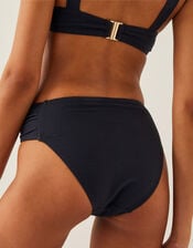 Kina Ruched-Side Bikini Bottom, Black (BLACK), large