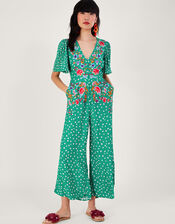 Rori Embroidered Jumpsuit, Green (GREEN), large