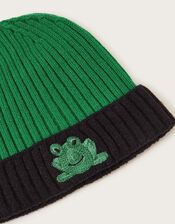 Frog Beanie Hat, Black (BLACK), large