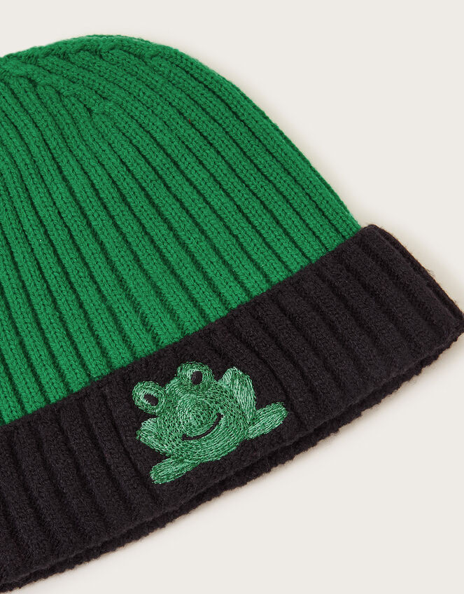 Frog Beanie Hat, Black (BLACK), large
