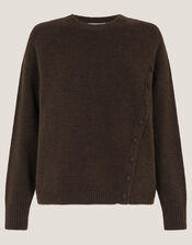 Bray Asymmetrical Button Jumper, Brown (CHOCOLATE), large