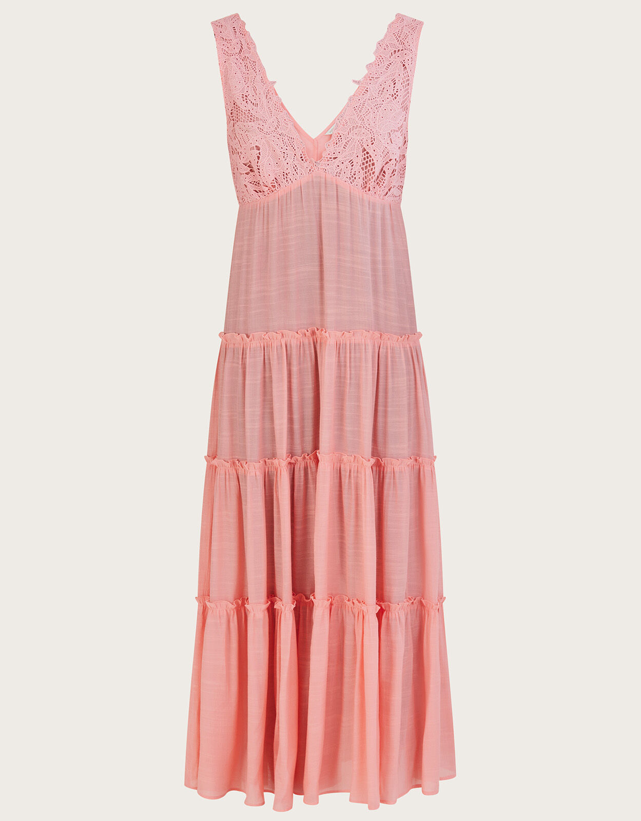 Lace Trim Bodice Beach Maxi Dress Orange