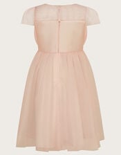 Short Sleeve Bow Blossom Dress, Pink (PINK), large