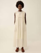 East Winnie Broderie Cotton Dress, White (WARM IVORY), large