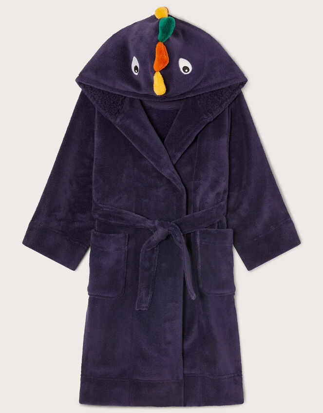 Super-Soft Dinosaur Spike Dressing Gown, Blue (NAVY), large