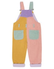 Dotty Dungarees Corduroy Patchwork Dungarees, PASTEL MULTI, large
