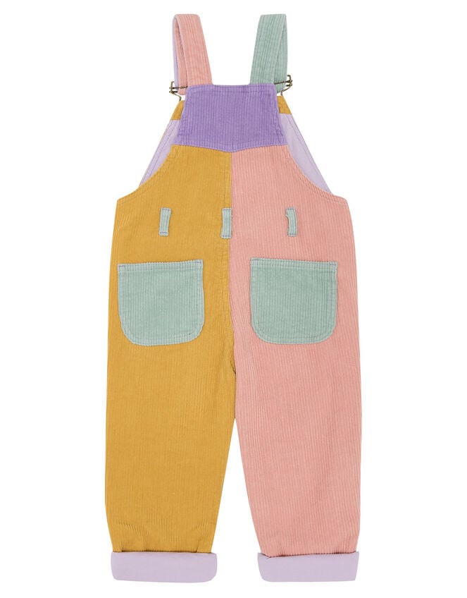 Dotty Dungarees Corduroy Patchwork Dungarees, PASTEL MULTI, large