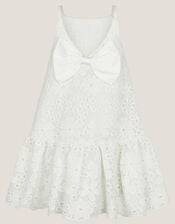 Harper Lace Daisy Bow Dress, White (WHITE), large