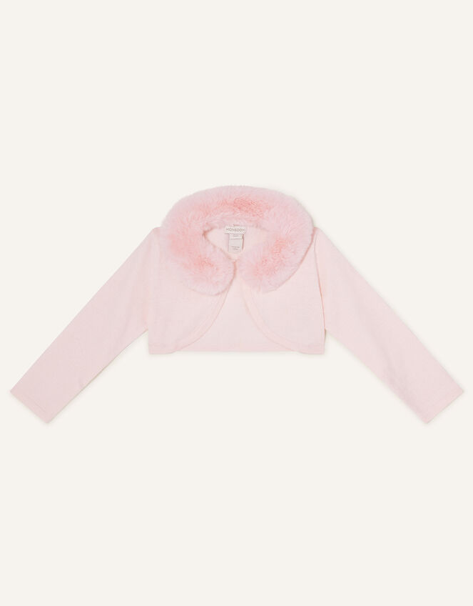 Baby Fluffy Collar Super-Soft Cardigan, Pink (PINK), large