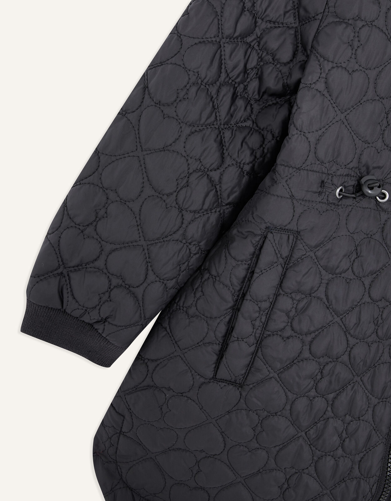 black lightweight longline quilted coat
