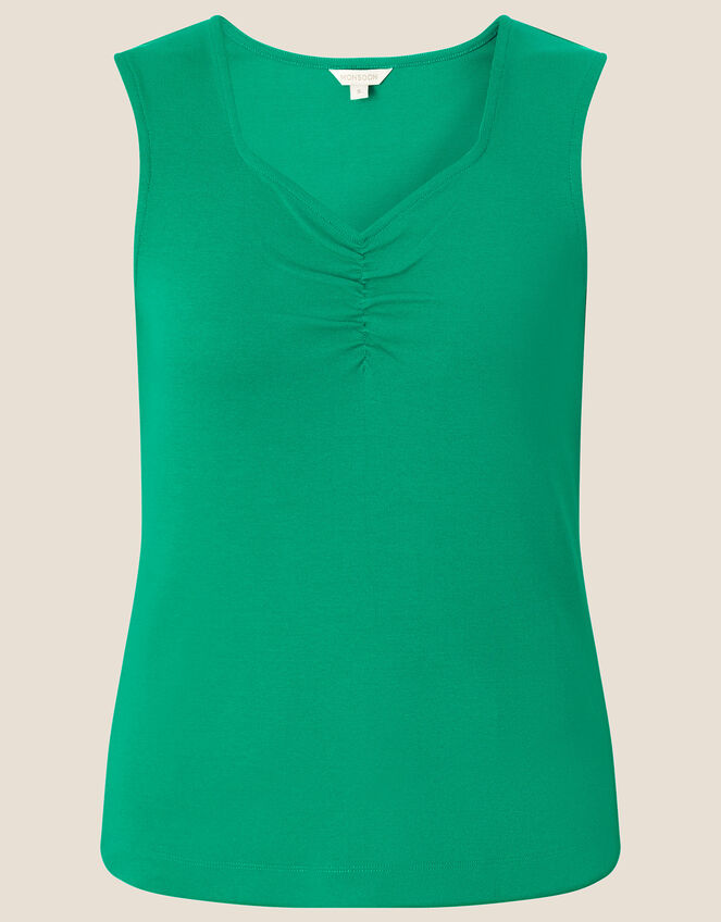 Cap Sleeve Ruched Jersey Top, Green (GREEN), large