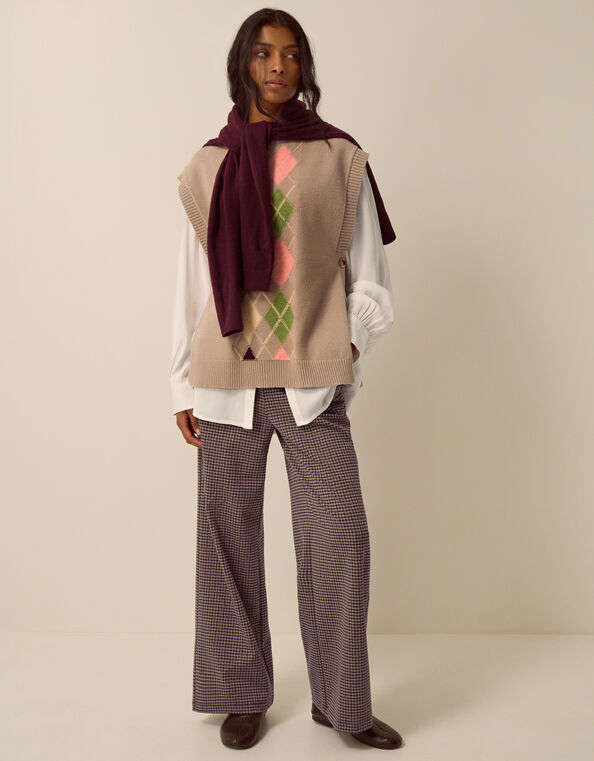 Jan Check Print Jersey Trousers, Brown (BROWN), large