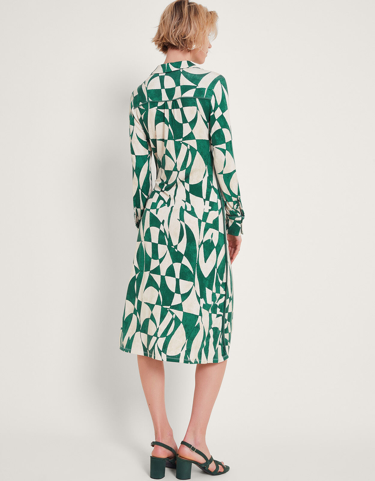 Print Shirt Dress Green