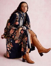 Rosalie Blouson Floral Print Midi Dress, Blue (NAVY), large