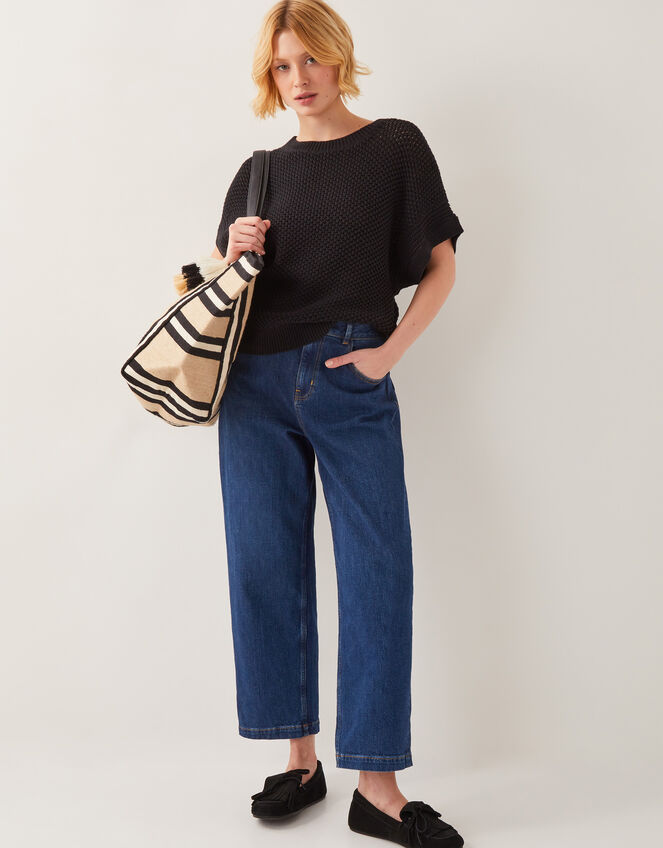 Sofie Slouchy Short Sleeve Jumper, Black (BLACK), large