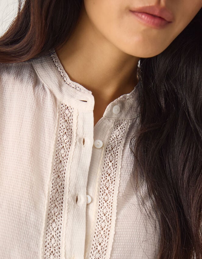 Sara Lace Trim Blouse, Ivory (IVORY), large