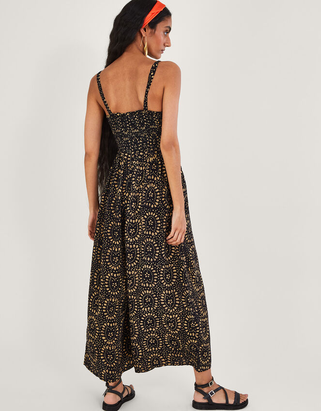 Batik Print Wide Leg Jumpsuit in LENZING™ ECOVERO™, Black (BLACK), large