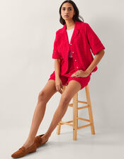Irina Short Sleeve Lace Shirt, Red (RED), large