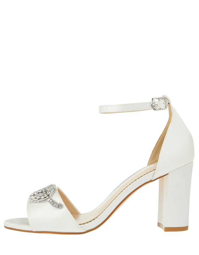 Florence Embellished Feather Bridal Sandals, Ivory (IVORY), large