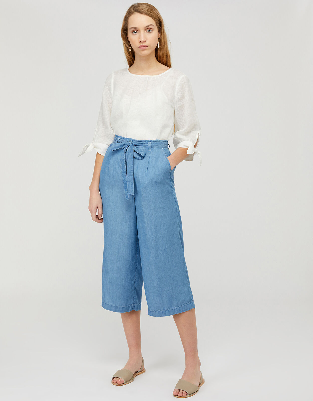 Tencel cropped trousers online
