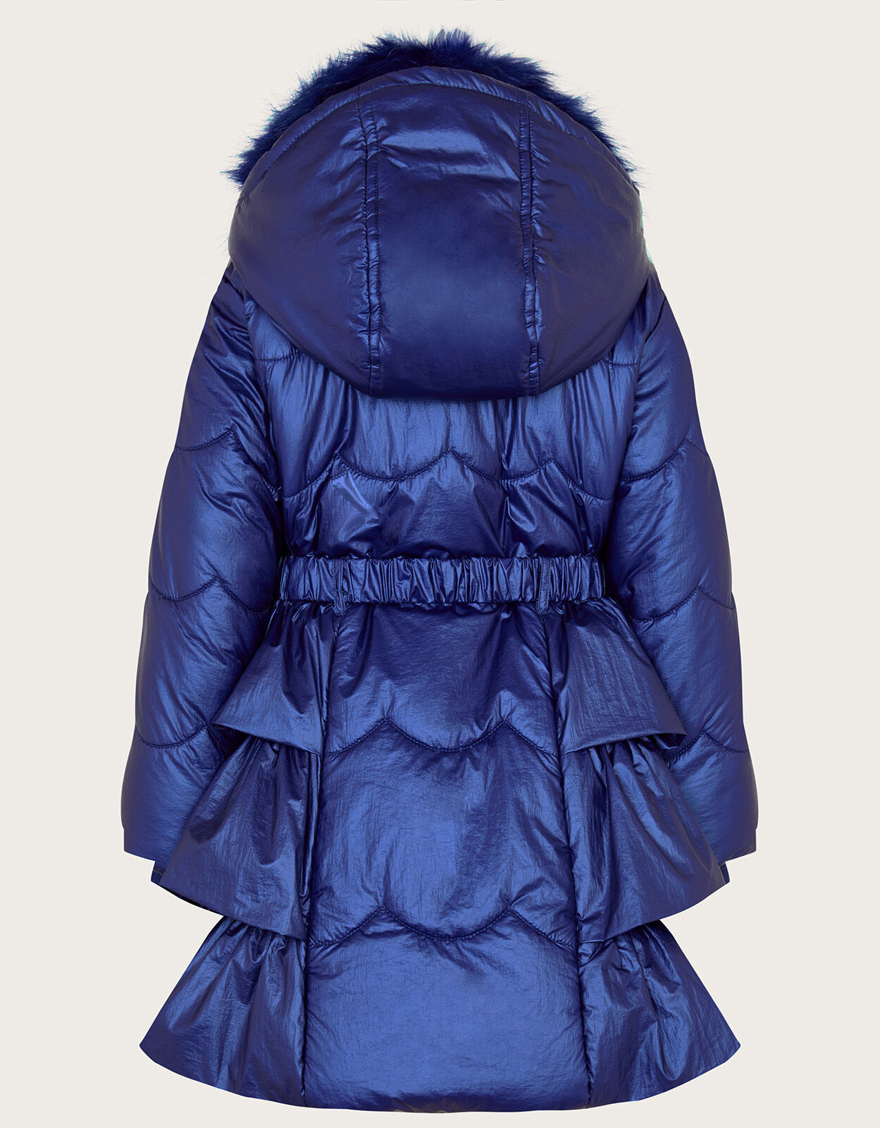 Shimmer Ruffle Hem Padded Coat Blue Girls Coats Jackets Monsoon Global