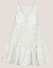 Harper Lace Daisy Bow Dress, White (WHITE), large