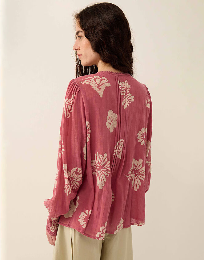 East Krista Hand-Batik Floral Top, Pink (DUSKY PINK), large