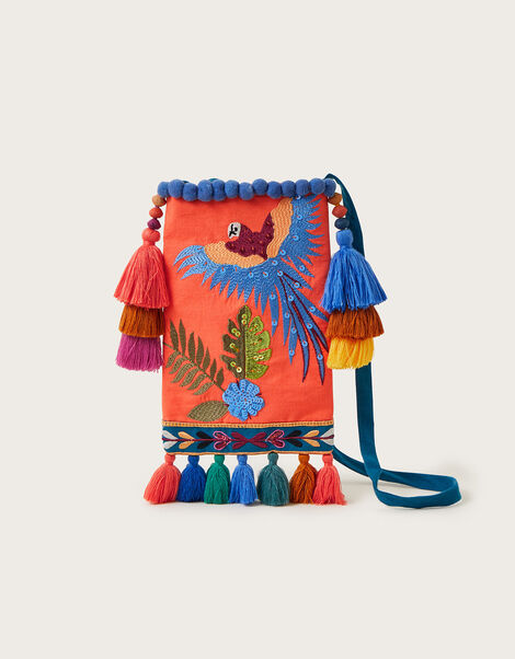 Embroidered Parrot Phone Case, , large