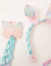 Rainbow Plaited Unicorn Hair Set, , large