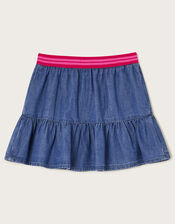 Heart Ruffle Denim Skirt, Blue (BLUE), large