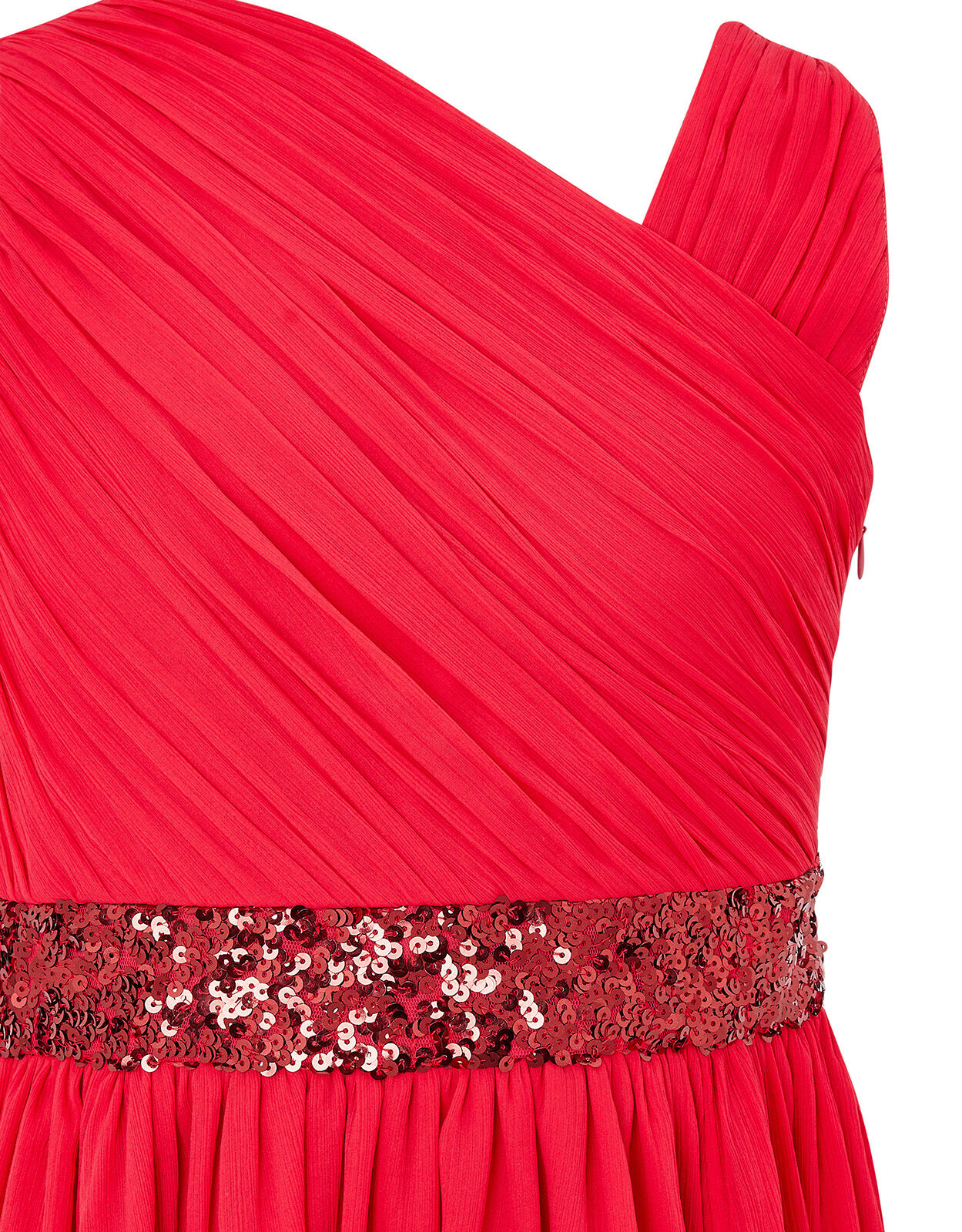 Abigail Sequin One Shoulder Prom Dress Red