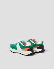 Tyra Faux Leather Trainers, Green (GREEN), large