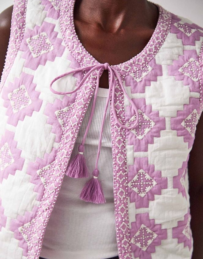 East Kaira Embroidered Quilted Waistcoat, Multi (MULTI), large