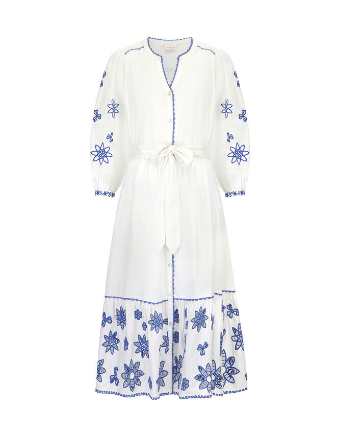 East Embroidered Tie Dress, White (WHITE), large