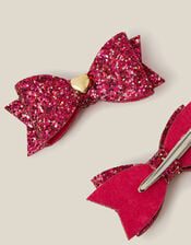2-Pack Glitter Bow Hair Clips, , large