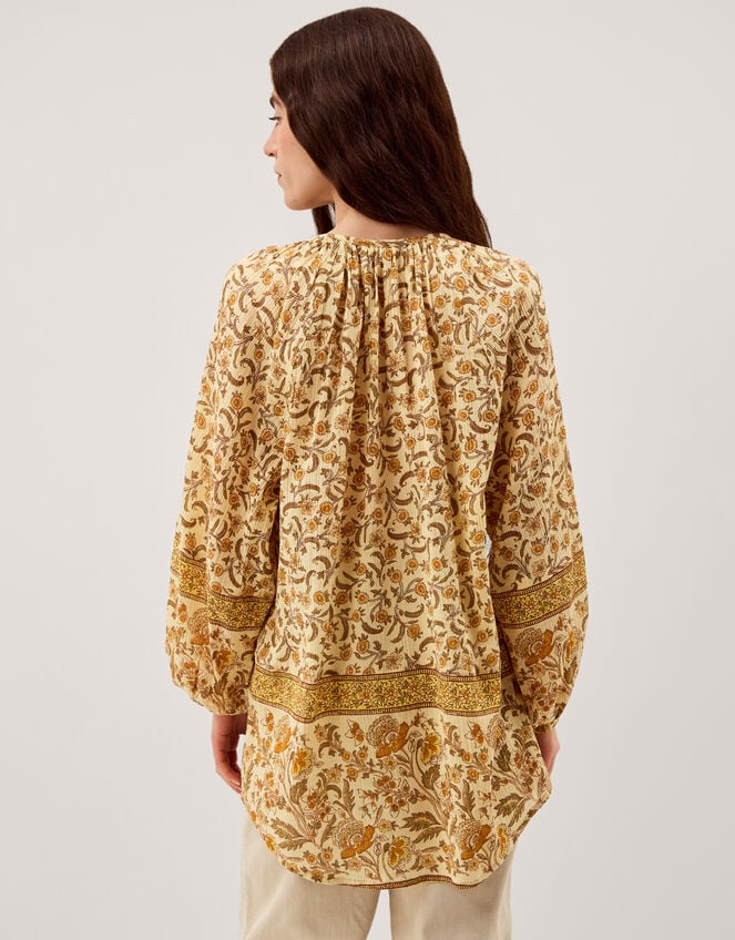 Ari Floral Print Blouse, Yellow (MUSTARD), large