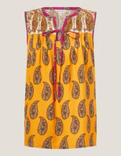 Magdalena Sleeveless Paisley Top, Yellow (YELLOW), large