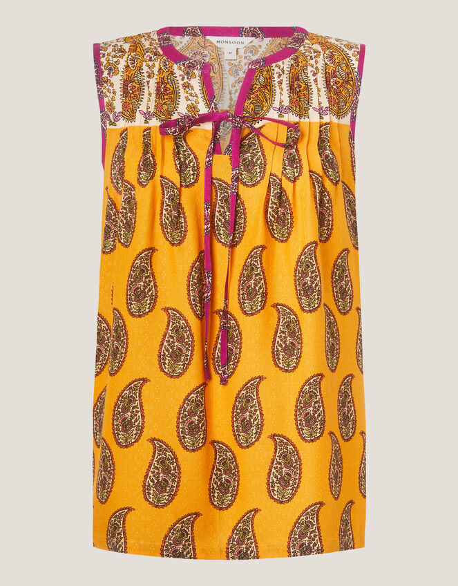 Magdalena Sleeveless Paisley Top, Yellow (YELLOW), large