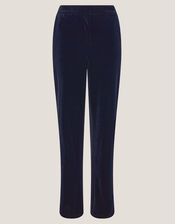 Mila Straight Velvet Pants, Blue (MIDNIGHT), large