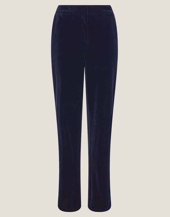 Mila Straight Velvet Pants, Blue (MIDNIGHT), large